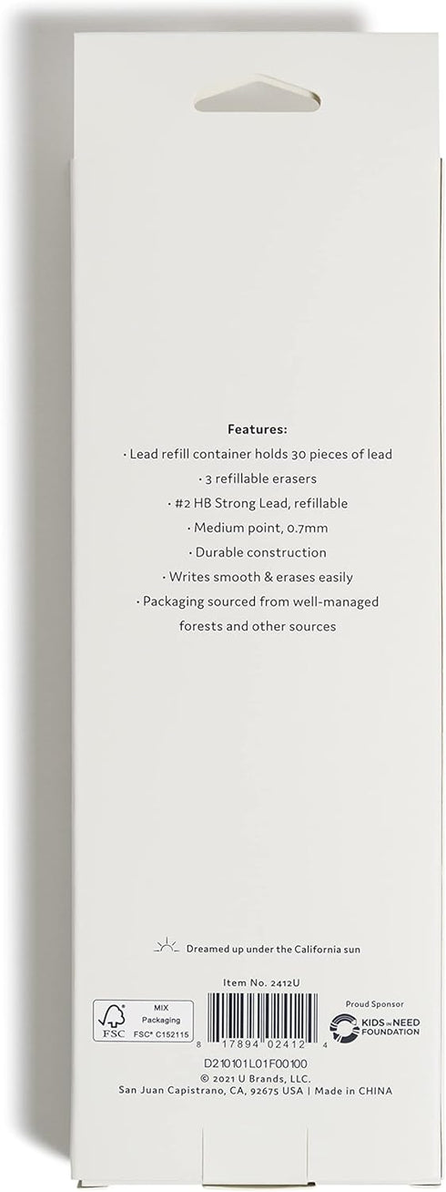 U Brands Blush Cambria Mechanical Pencil, Office Supplies, Soft Touch Barrel, Medium Point, 0.7mm, 2 Count
