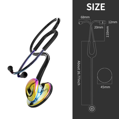 MaiWieel-Classic Stethoscope Rainbow Single Head Stethoscope for Nurses Doctor,EMT Student,Home Medical, Estetoscopio