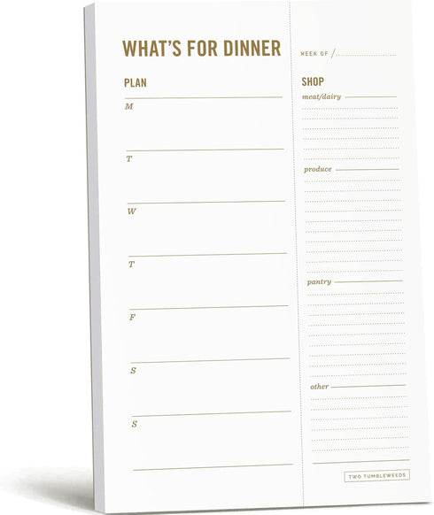 Meal Planning Notepad - Weekly Dinner Planner and Grocery List Magnet Pad, 6x9”, 50 Sheets