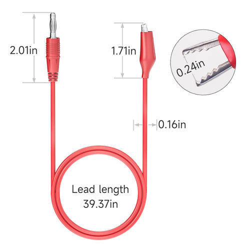 Goupchn 4mm Banana Plug to Alligator Clip Test Leads Crocodile Clips Copper Soft Flexible Cable Wire Set 2PCS Red Black