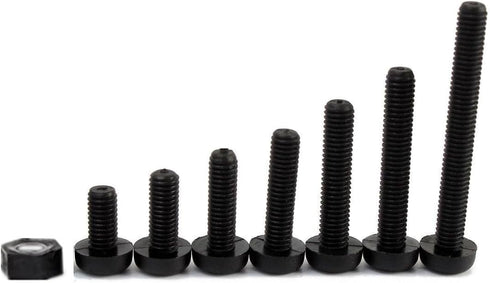 280pcs Metric M3 7-Sizes Nylon Phillips Pan Head Screw Nut Assortment Kit - M3x 6mm to 25mm, Nut Hex M3 (Black)