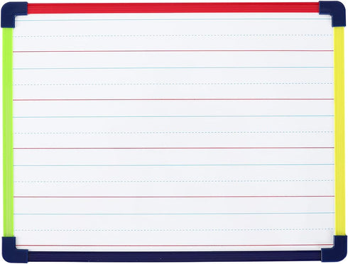 Magnetic Dry Erase Board - 2-Sided 9 x 12 Inches with Colored Frame, Handwriting Lines Front, Blank Back