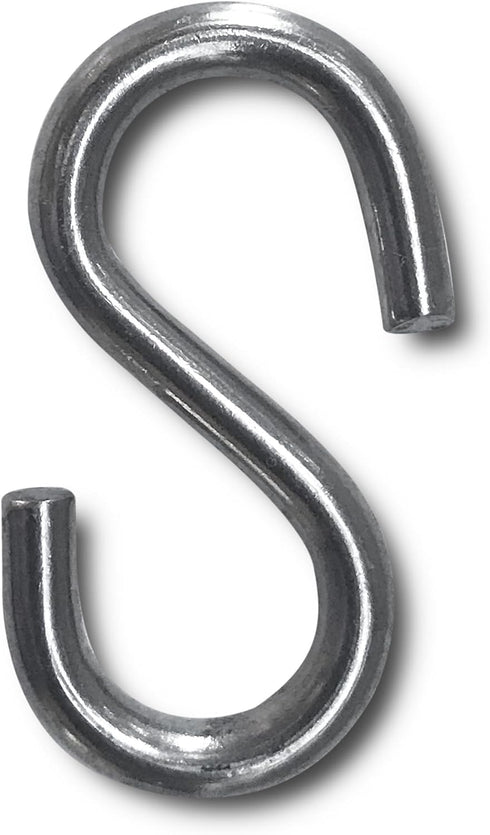 S Hook - Marine Grade 316 Stainless Steel, 1.56" Long, 5/32" Thick Metal Hook for Hanging and Utility Use (20)