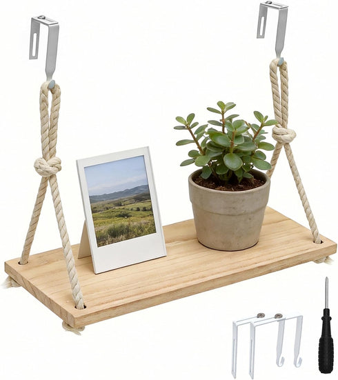 Cubicle Shelf Hanging, Office Cubicle Wall Shelf with Rope Adjustable Hooks, Office