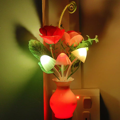 1Pack Sensor,0.5W AUSAYE Plug in LED Night Light Auto Dusk to Dawn Energy Saving Lamp Dream Nightlight Rose Flower