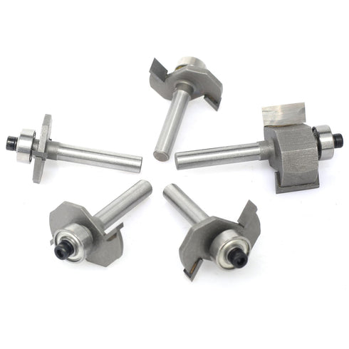 5Pcs Set,1/4" 1/8",5/32",3/16",1/4" 5/8",3/8" T Slot Router Bit Shank,Cutting Height and Deep T Trark Bit
