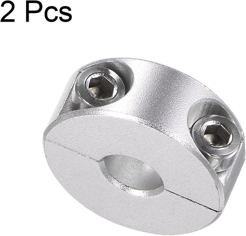 HARFINGTON 2pcs Double Split Shaft Collar for 8mm Shaft, Set Screw Clamp-On Collars for Machine Tools and Industry