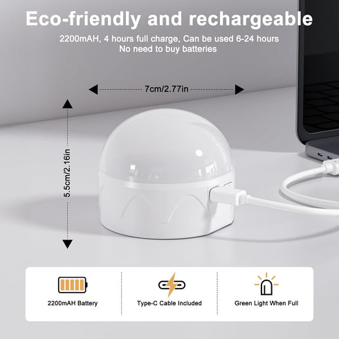 2 Pack Rechargeable Light Bulbs with Remote, E26/E12 Battery Operated, 2200mAh, Color Changing, Timer, Dimmer