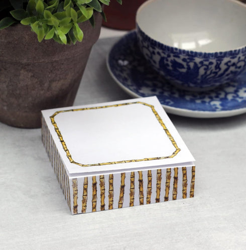 Bamboo Frame Sticky Note Cube, 3 3/8" x 3 3/8" x 1" (CUBE)