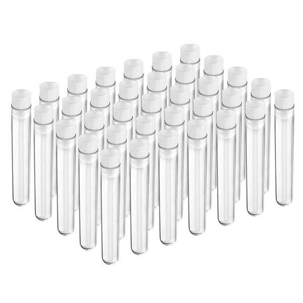 100pcs 12x100mm Clear Plastic Test Tubes with Caps for Scientific Experiments, Halloween, Birthday Party Supplies