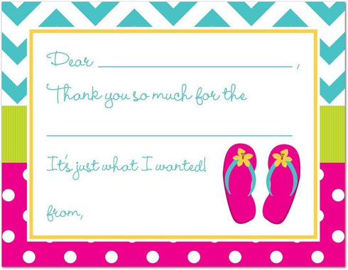 MyExpression.com 20 Pink Sandals Flip Flops Kids Thank You Cards