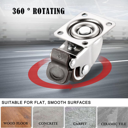 1.5 Inch Caster Wheels for Small Furniture, Heavy Duty Casters Set of 4 with Brakes