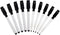 Fine Tip Dry Erase Black Markers with Magnetic Cap and Eraser, Pack of 10