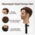 sirydtm 12" 100% Stand(4) Barber Mannequin Head Male Real Hair Blue eyes Mannequin Head with Human Hair Styling