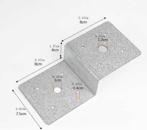 6 PCS Metal Z Bracket for 2x4 Cross Joist and 4x4 Post, Metal Joint Corner Brace Support for Roofing and Furniture