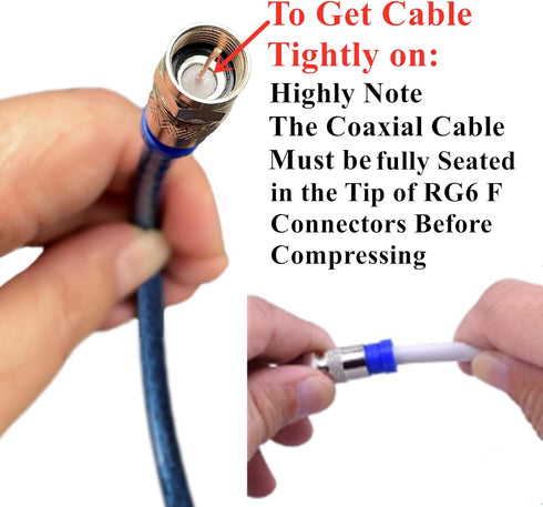 Coax Cable Crimper Tool Kit, RG6 RG59 Coaxial Compression Tool, Wire Stripper, 10pcs RG6 F Connectors