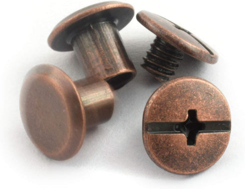 LQ Industrial 120pcs Chicago Screw Slotted Philip Head Binding Screws, 5x6mm Red Bronze for DIY Leather Craft