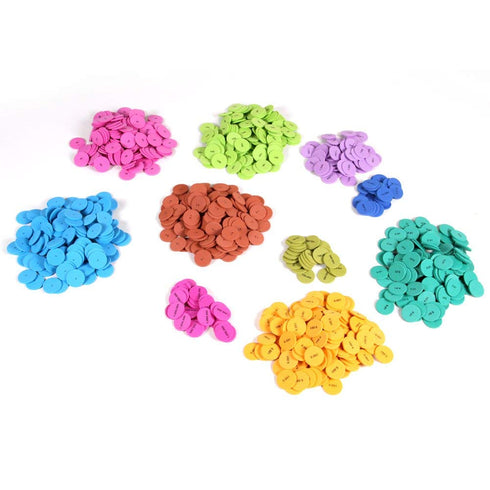 hand2mind Soft Foam Place Value Disks, 10 Values, Counting Chips for Kids, Pack of 875