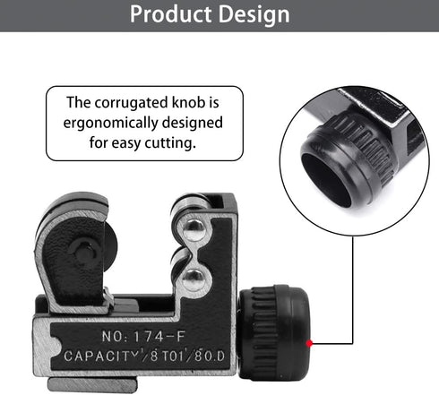 Pipe Tubing Cutter Tool, 1/8 to 1-1/8 Inch Mini Pipe Cutter for Copper, Stainless Steel, Brass, PVC
