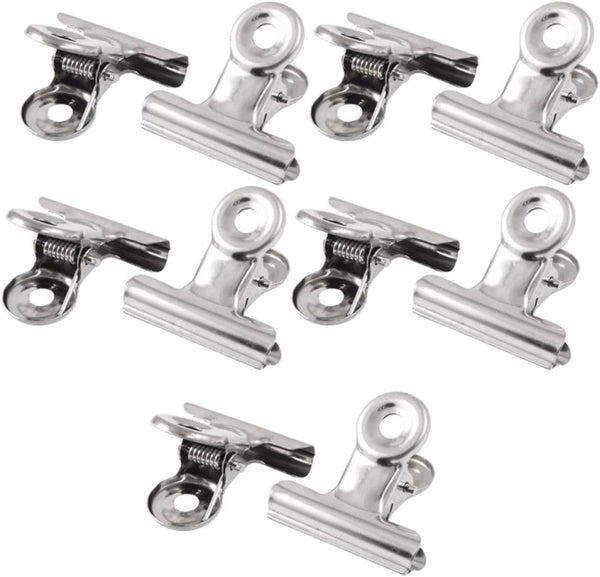 uxcell Small Bulldog Clips, Silver Metal Hinge Clips for Crafts Photos Pictures, Mini Binder Clips Paper File Clamps for Office Home, 1.2 Inch, 10 Pack by uxcell