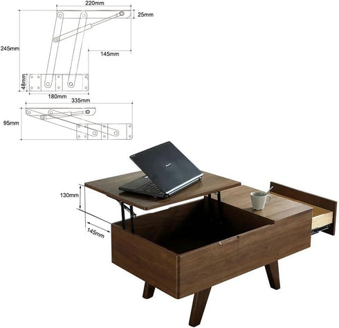 1 Pair Coffee Table Spring Hinge with Pneumatic Lift Mechanism for Coffee Table