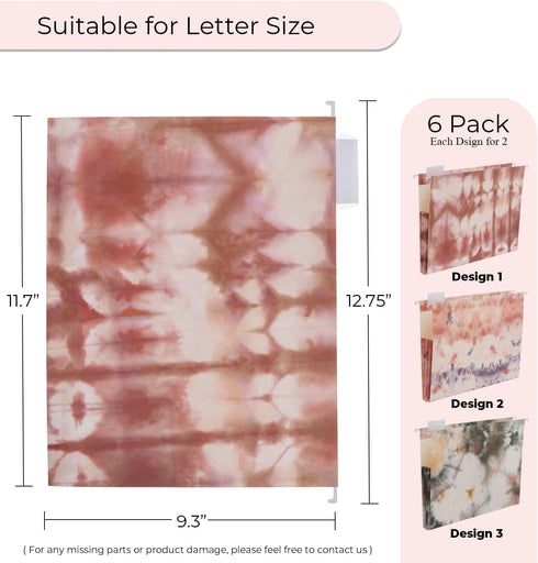 Y YOMA 6 Pack Extra Capacity Hanging File Folders, Letter Size Accordion Decorative Folder with 1/5-Cut Tabs
