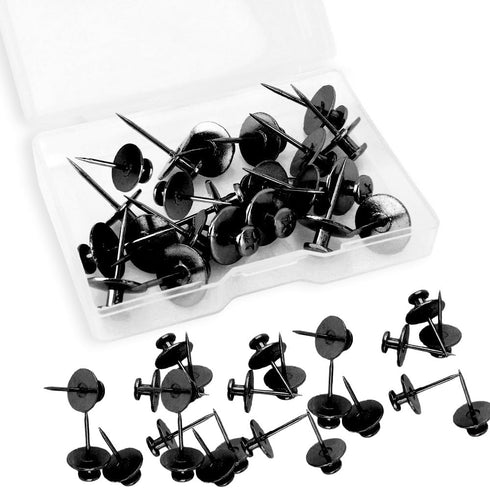 Picture Hanging Kit, Push Pins, Double Headed Thumb Tacks for Wall Hooks, 20 Pack, Black