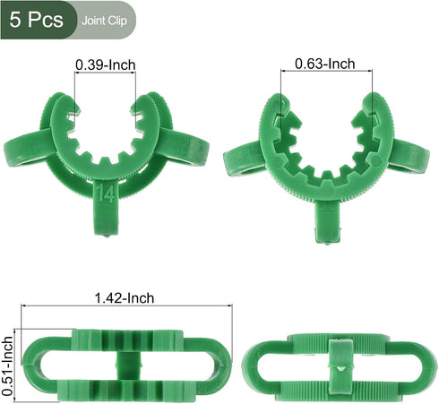 YOKIVE 5 Pcs Joint Clip, Lab Plastic Clips | Fixing Glass Instruments, Great for 14/20mm and 14/35mm Glass Taper Joint Laboratory Connector (Green)