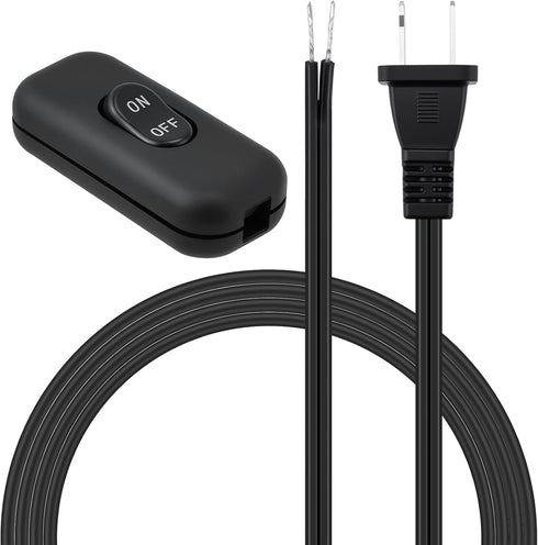 UBANU Inline Cord Switch with 10FT Lamp Power Cord, Polarized Plug, Stripped Ends,
