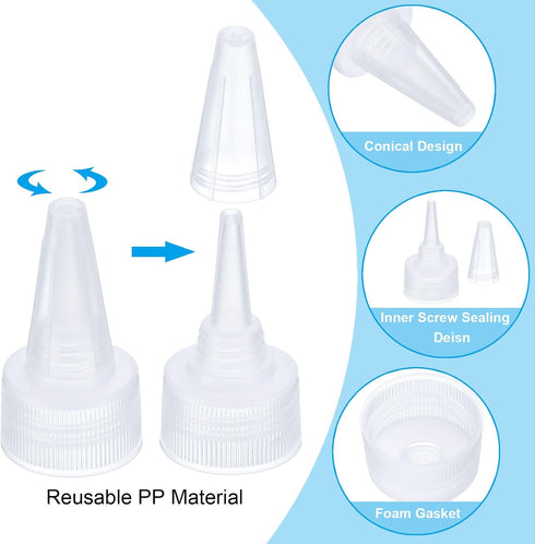 PATIKIL 24/410 Twist Bottle Caps, 15Pcs Plastic Ribbed Edge Squeeze Replacement Caps for Paint Lids
