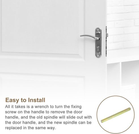 uxcell Door Knob Spindle, 120mm Long Spare Door Handle Spindle Bar, Gold Replacement Door Handle Parts