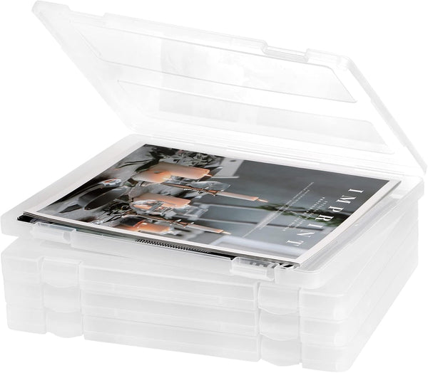 Hiceeden 4 Pack Plastic Project Case for 8.5"x11" Letter File - Transparent Scrapbook Paper Storage Box for Office