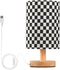 Bedside Lamp Black White Checkered Pattern Table Lamp for Bedroom LED Nightstand