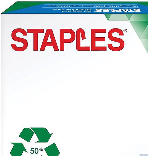 50 8 1/2" 11", Staples Percent Recycled Multipurpose Paper, x Ream, For Office, School & Home