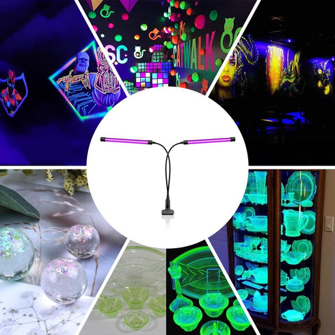 YGS-Tech LED Black Light, 3 9 12H Timer, 10 Dimmable Levels UV Light, Dual Head 54LEDs Blacklight for Glow in The Dark