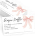 Set 30 Printed Party Diaper Raffle Baby Shower Insert Pink Bow Design, Girl Baby Shower Game Cards for Guests, Fun