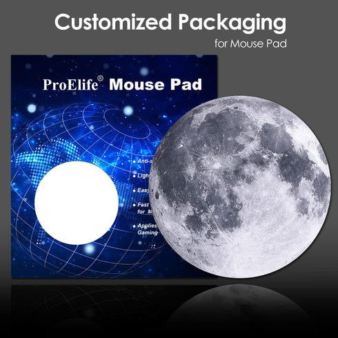 ProElife Round Mouse Pad Gaming Cute Moon Mousepad, 8.66-Inch Non-Slip Rubber Base for Home Office