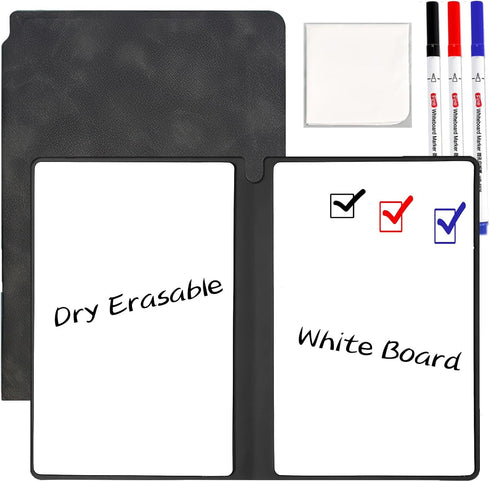Marte Vanci Whiteboard Notebook, Reusable Dry Erase Pad, A5 Portable with Pen and Wiping Cloth for Notes