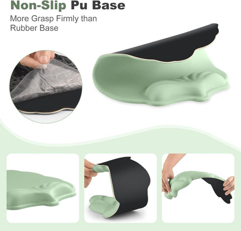 Set, Keyboard Wrist Rest and Mouse Pad with Wrist Support Ergonomic Leaf Shape Mouse Pad with Non-Slip Base, Pain