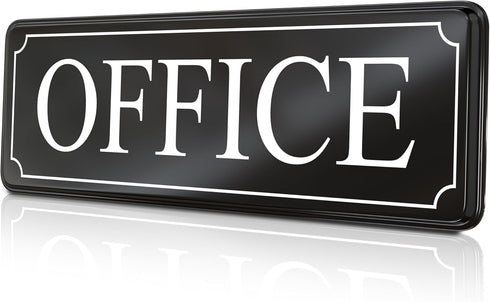 The Office Door Sign with Bigger Letters - Bright Acrylic Self-Adhesive Sign 9×3 in for Home or Business