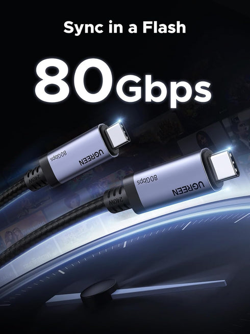 240W USB4 Gen4 80Gbps 17K 8K 4K PD3.1 4/3, 17/16/15, 3.3FT UGREEN USB C to USB C Cable Premium Dual Triple Display