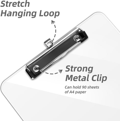 Plastic Clipboards Set of 30, Acrylic Clear Clip Board 8.5x11 for Classroom, Office & School Supply