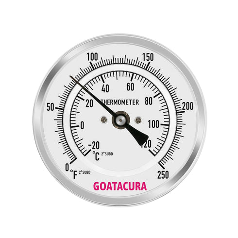 Bimetal Thermometer, Full Stainless Steel, 3" Dial Size, 6" Stem, 1/2" NPT Back Mount, 0-250 Deg F/-20-120 Deg C, 1% Accuracy