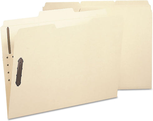 Smead Poly Fastener Folder, Manila, Letter Size, 2 Fasteners, 1/3-Cut Tab, 24 per Box