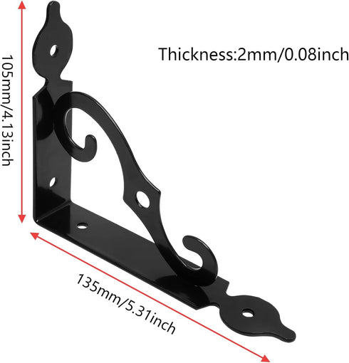 Luomorgo 4 5.4 Inch, Pcs L Bracket Decorative Shelf Brackets, Wall Mounted L Shape Floating Shelf Bracket Heavy Duty