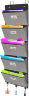 homyfort Over the Door File Organizer, Wall Hanging with 5 Large Pockets for Mails, Magazines, Office Storage