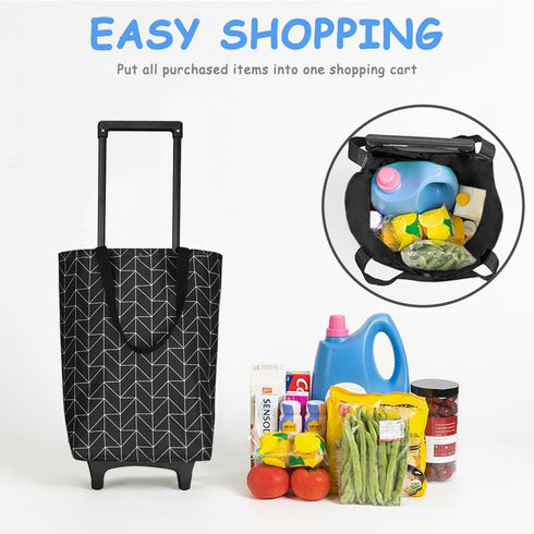 YASYU 2 1 Foldable Shopping Trolley with Wheels - in Reusable Grocery & Travel Bag