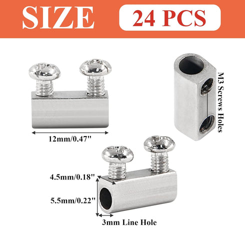 24 Pcs Stainless Steel Wire Rope Cable Clamp, Adjustable New Upgrade Double Hole Wire Rope Clamp Fastener