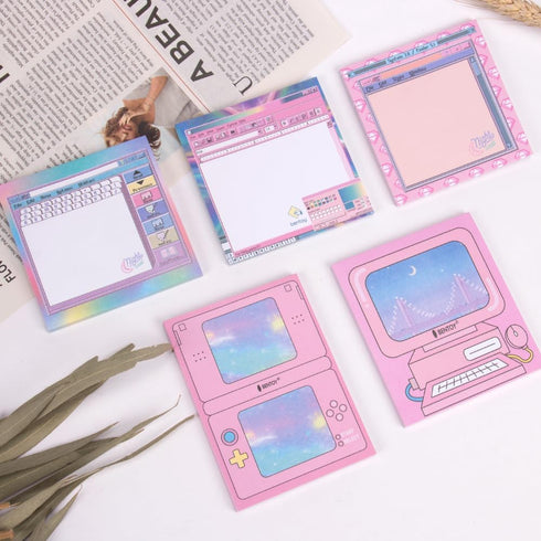KOOBOOK Kawaii Planner Notebook - Cute Memo Pads with Computer Game Shape Design, 5 Styles, 50 Sheets/Pad
