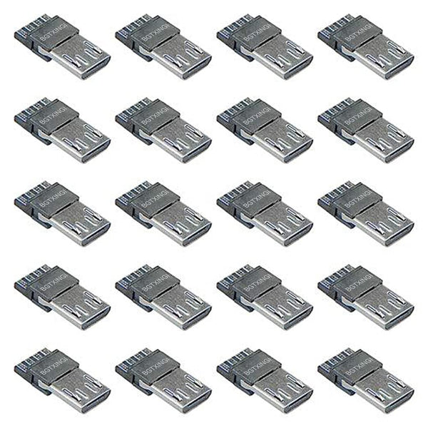 XINGYHENG 40Pcs USB Type B Standard Micro Port Male Solder Plug, Connector for DIY USB Power Supply